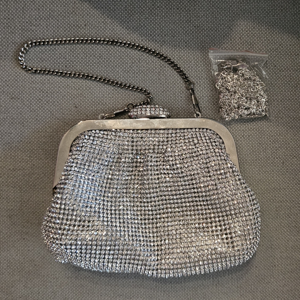David's Bridal Sparkling Silver Clutch